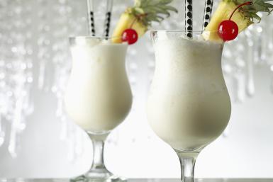 Two Pina Colada Cocktail Drinks